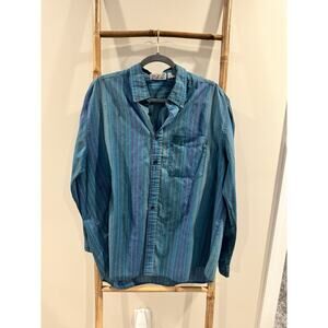 Vintage Brittania Button Down Long Sleeve Shirt Vertical Stripes 80’s 90’s XL